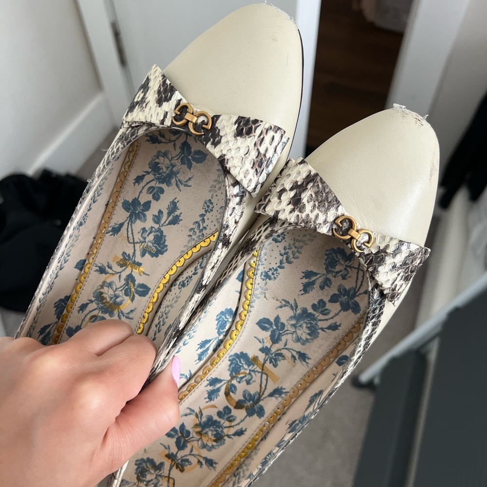 Gucci snakeskin Gg python ballerina flats